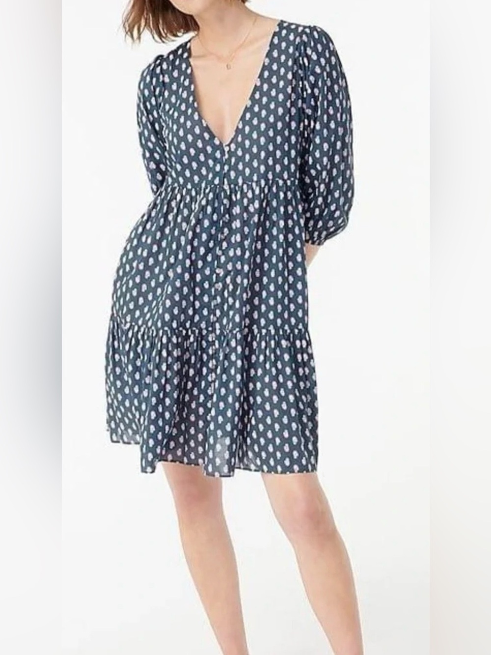 J. Crew Beachwear Tiered Cotton Voile Beach Dress in Best Buds Size M